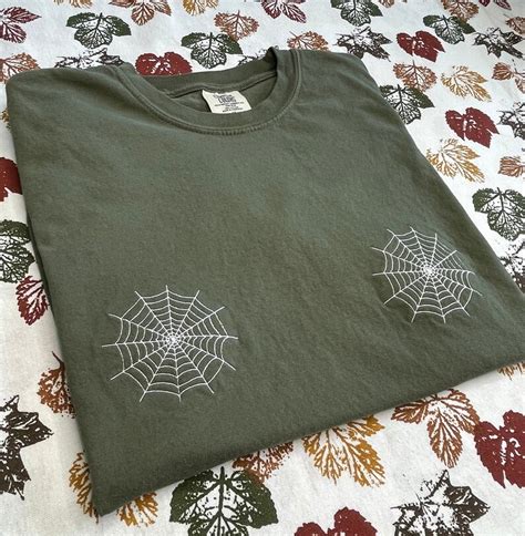 Spiderwebs Embroidered Boob Custom Sweatshirt T Shirt Crop Etsy