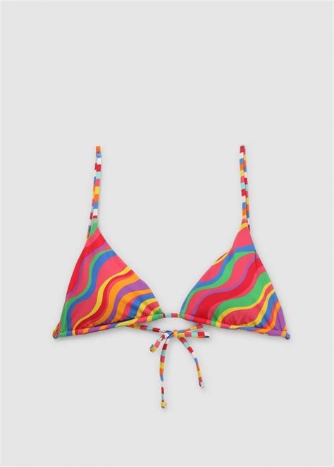 Its Now Cool Womens Rainbow String Bikini Top In Rainbow