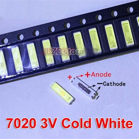 100pcs SMD LED 7020 3V 6V 0 5W Samsung7020 Cold White LEDs Light