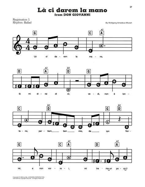 La Ci Darem La Mano By Wolfgang Amadeus Mozart Sheet Music For E Z Play