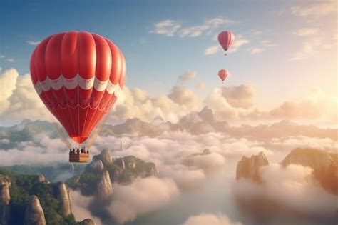 Premium Photo A Romantic Hot Air Balloon Proposal With Breathtak