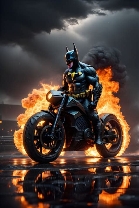 Batman S Bike On Fire Batman Bike Bike Rider Photography Batman