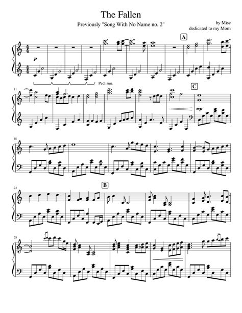 The Fallen Sheet Music For Piano Solo