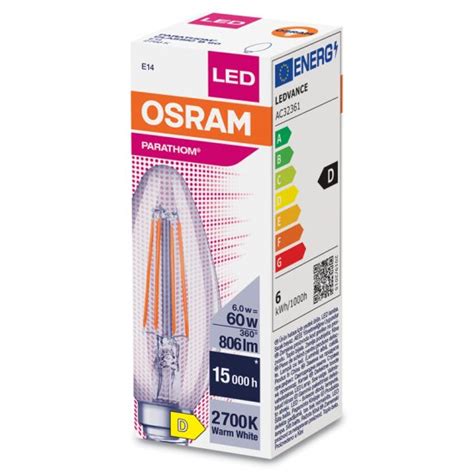 Светодиодная лампа OSRAM PARATHOM CL B FIL 60 non dim 5 5W 827 E14