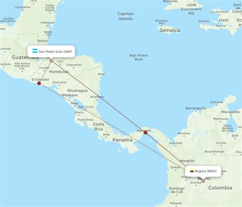 All Flight Routes From Bogota To San Pedro Sula Bog To Sap Flight Routes