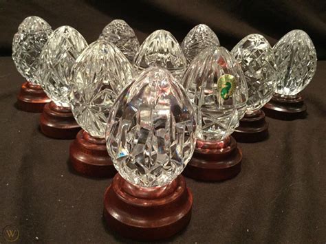 Collection Of 10 Waterford Crystal Eggs With Stands All In Different