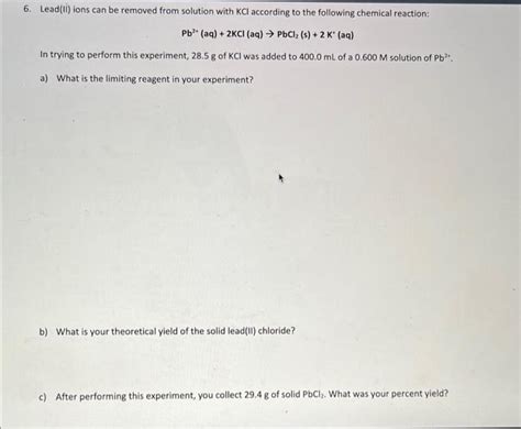 Solved Pb2aq2kclaq→pbcl2 S2 K′aq In Trying To