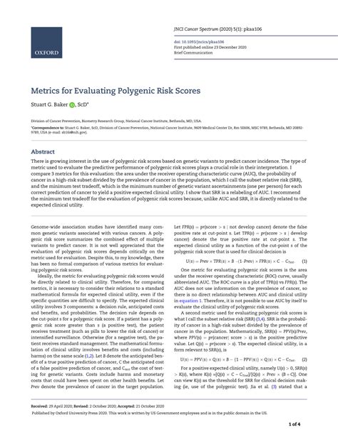 PDF Metrics For Evaluating Polygenic Risk Scores