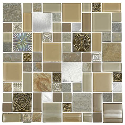 Quartz 1 Patchwork Stoneglassmetal Mix Mosaic Tile Sheet Online