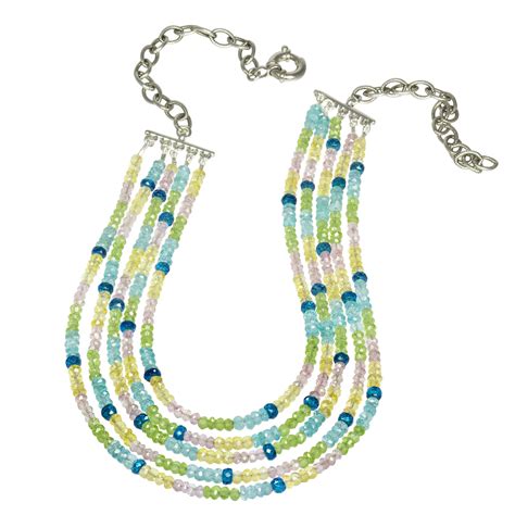 Apatite Amethyst Citrine And Peridot Multi Strand Faceted Gem Mosaic