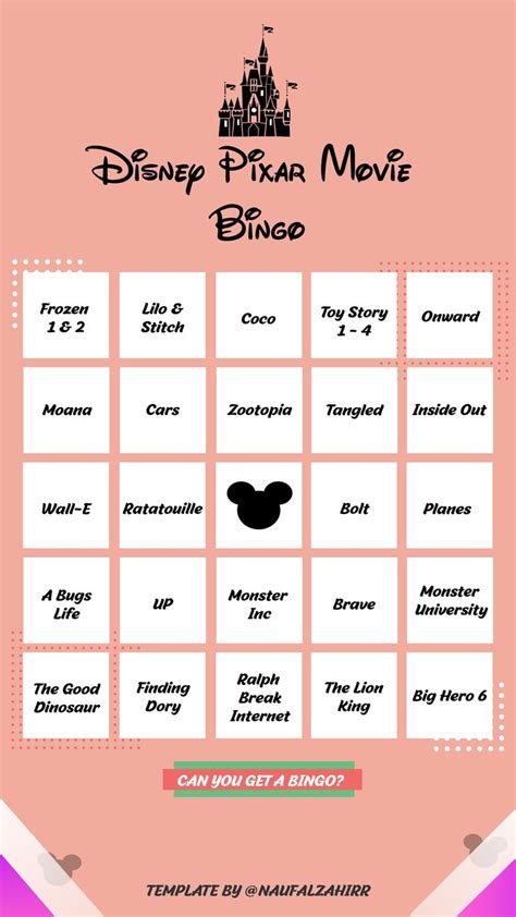 Template Stories Instagram Disney Pixar Bingo | Disney pixar movies ...