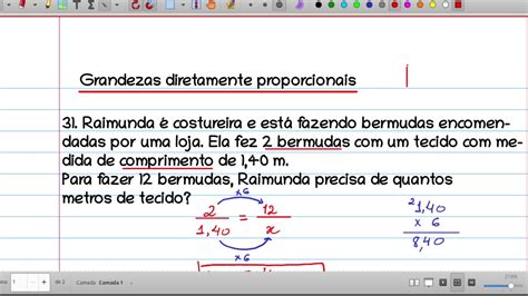 Matemática 7° Ano Resolvendo Questões De Grandezas Diretamente E