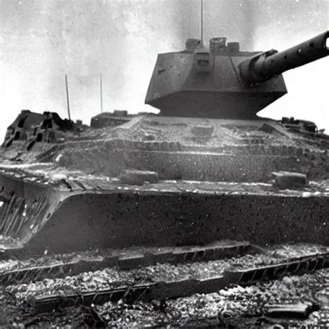 Old Photograph Of Fat Cat Driving A World War Tank Stable Diffusion