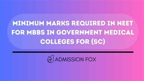 Minimum Marks Required In Neet For Mbbs In Government College 2023 Admissionfox