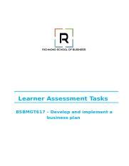 Bsbmgt Assessment Tasks Docx Learner Assessment Tasks Bsbmgt