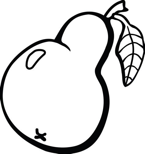 Clip Art Pear Black White - Nehru Memorial