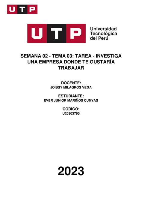 Semana 02 SEMANA 02 TEMA 03 TAREA INVESTIGA UNA EMPRESA DONDE TE