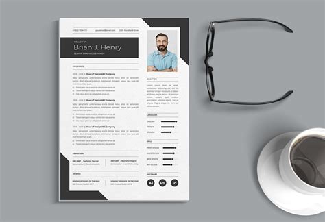 Professional CV Resume Illustration Template Vol 47 Design Templates