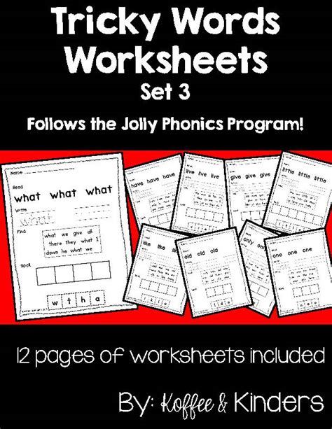 Jolly Phonics Tricky Words Worksheets Set 3 Classful