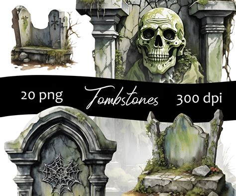 20 Spooky Halloween Tombstones Clipart Pack Gravestone PNG - Etsy