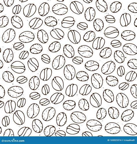 Vector Hand Drawn Pattern Of Coffee Seeds Coffee Beans Seamless