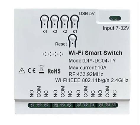 Beznapięciowy Przekaźnik 4Ch Nc No Wifi Tuya Rf433 5V 7 32V Microusb