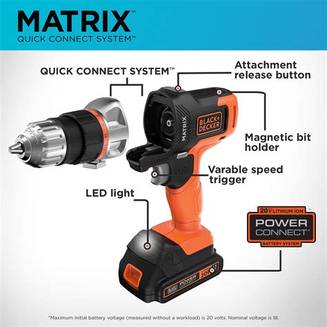 Black Decker V Max Matrix Cordless Drill Combo Kit With Case Tool