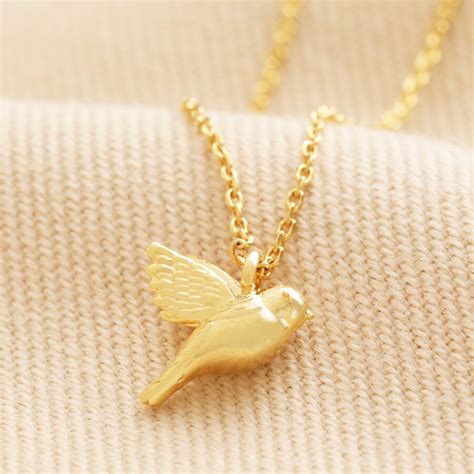 Delicate Bird Pendant Necklace In Gold Jewellery Lisa Angel