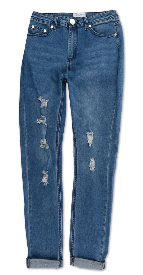 Junior Distressed Hi Rise Skinny Jeans Dark Wash Burkes Outlet