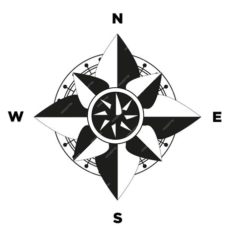 Premium Vector Compass Rose With Flower Shape