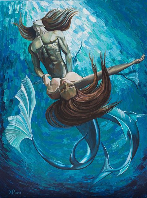 Mermaid Painting “blues” Wall Art Mermaid Painting Fantasy Mermaid