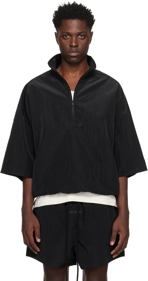 Black Half Zip Jacket By Fear Of God Essentials On Sale