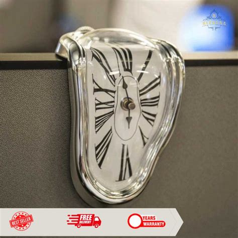 Jual Jam Dinding Clock Hiasan Romawi Salvador Dali Silver Jakarta