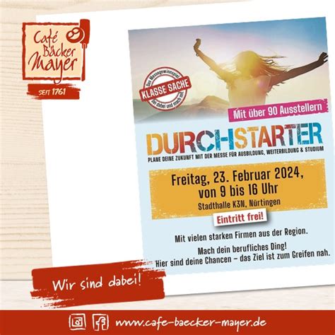 Café Bäcker Mayer Für zukünftige Azubis Durchstarter Messe in Nürtingen