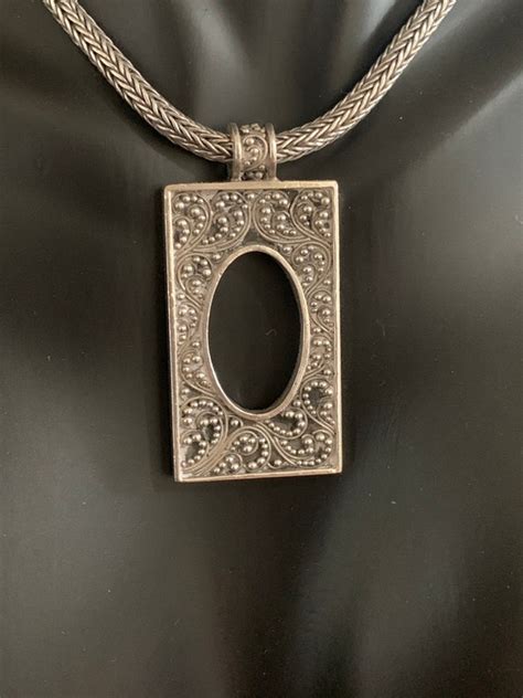 Vintage Sterling Silver Lois Hill Frame Necklace Gem