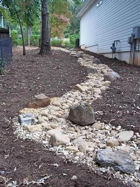 Dry Creekbed For Runoff And Erosion Control Tennessee Garden Boulders