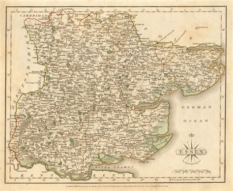 Antique County Map Of Essex By John Cary Original Outline Colour 1787 Old