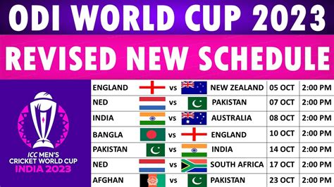 Icc Odi World Cup 2023 Revised Schedule India Vs Pakistan On October 14 9 Matches Rescheduled