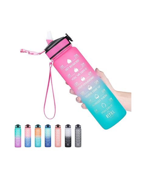 Hyeta 32 Oz Water Bottles With Times To Drink And Straw Pzdeals