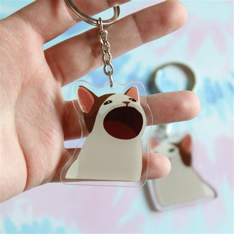 2 Double Sided Pop Cat Charmkeychain Etsy