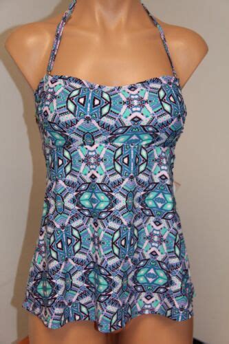 Nwt Jessica Simpson Swimsuit Bikini Tankini Top Sz M Lt Petal Bandeau