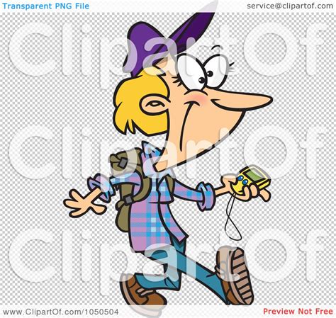 Royalty Free Rf Clip Art Illustration Of A Geocaching Lady Holding A