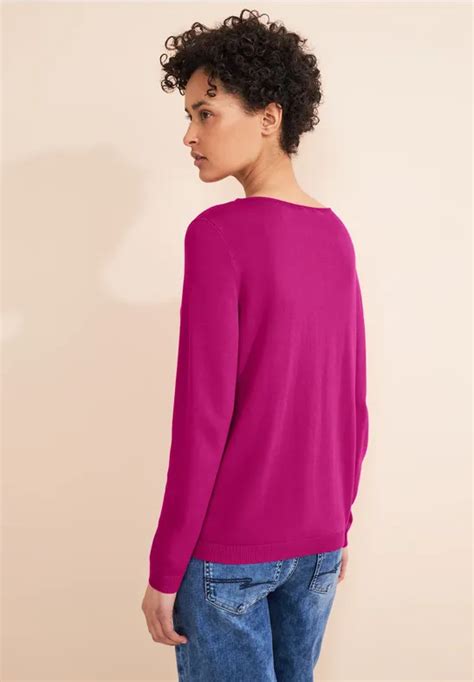 Street One Pull Over En Tricot Fin Basique Pour Femmes En Rose Vif