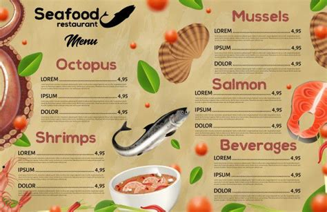 Premium Vector Seafood Restaurant Menu Mediterranean Cuisine