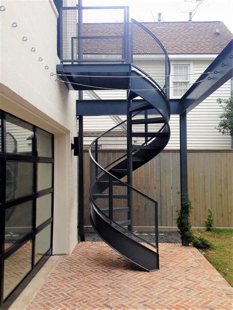 This Is An All Steel Code Compliant Spiral Stair Has A Flat Bar Handrail With Flat Bar Post