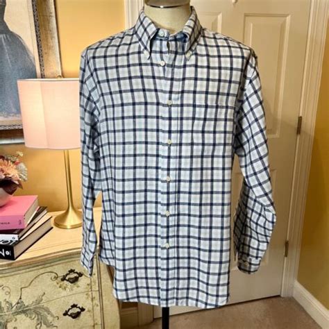 Nwot Mens Brooks Brothers Regent Fit Linen Shirt Blue White Plaid