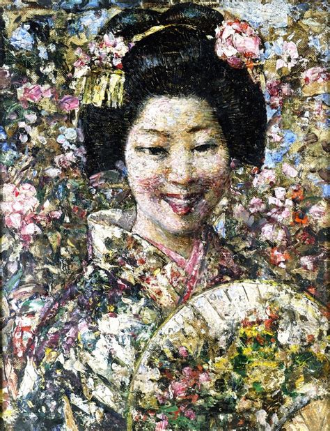 A Smiling Geisha Painting Edward Atkinson Hornel Oil Paintings