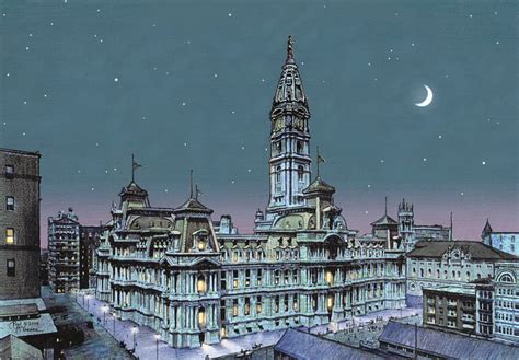 Old Philadelphia - City Hall by Moonlight