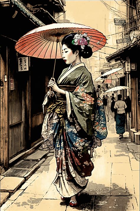 Ancient Japanese Geisha Art