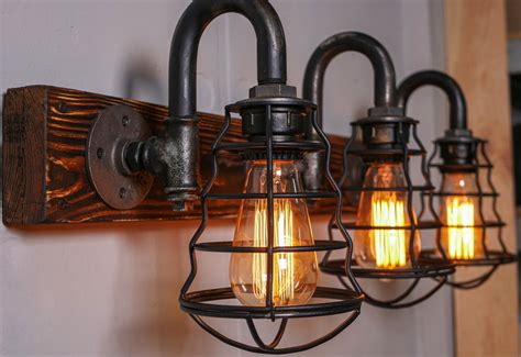 Rustic Vanity Light Fixture 3 Lights Cages Bathroom Wall Light Farmhouse Lighting Etsy